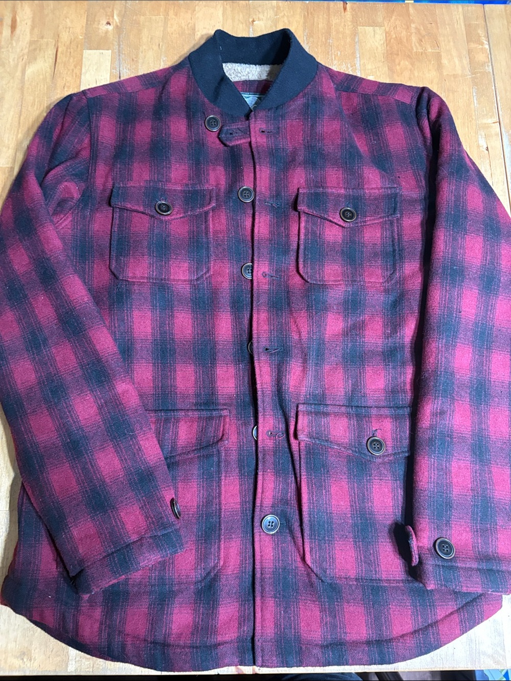 Roots plaid wool button up jacket